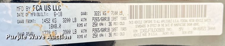 image for item LD9425 2018 Dodge  Durango SUV