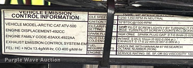 image for item MO9235 2006 Arctic Cat 500 ATV