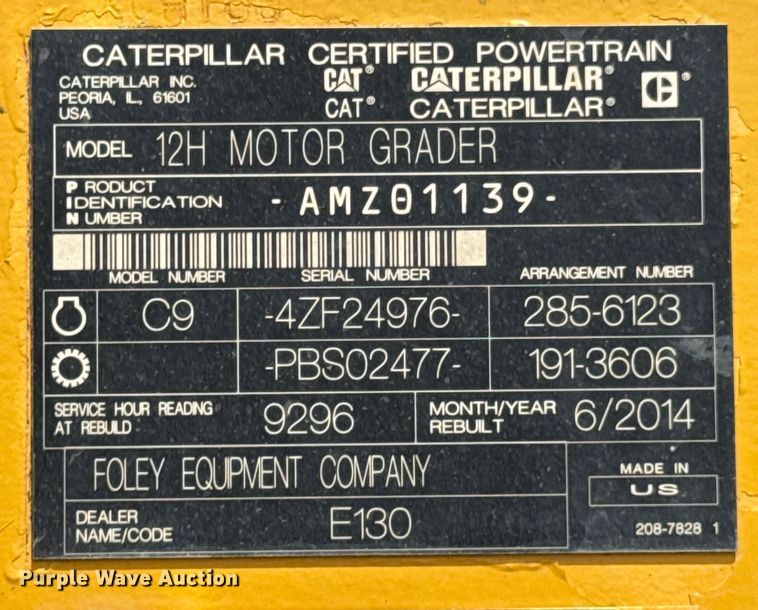 image for item ND9196 2006 Caterpillar 12H motor grader