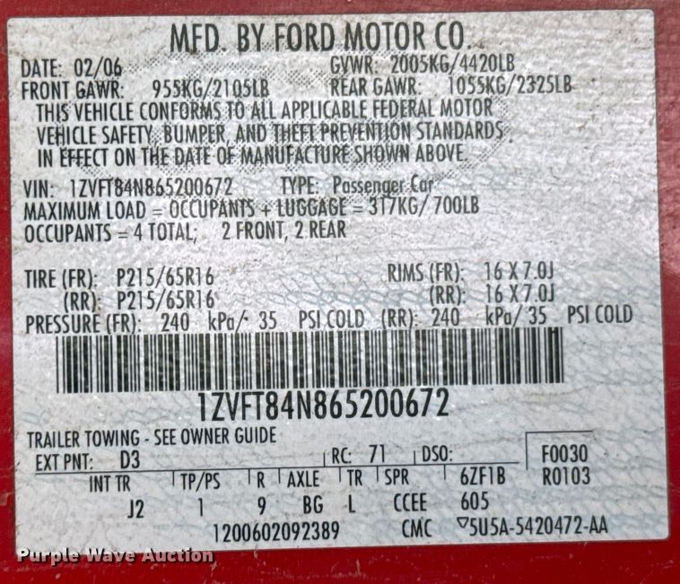 image for item ND9238 2006 Ford Mustang convertible