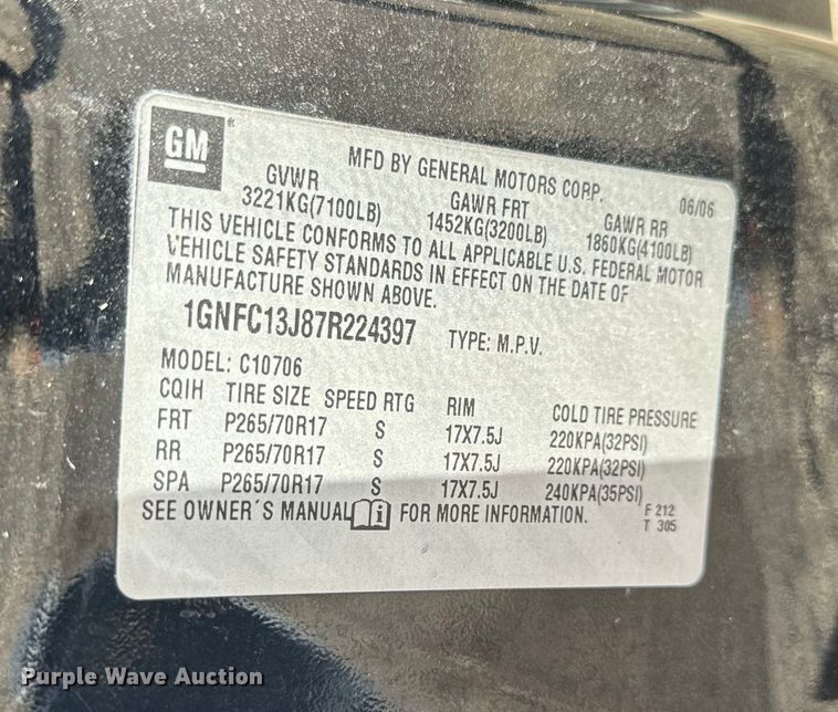 image for item NF9415 2007 Chevrolet  Tahoe SUV