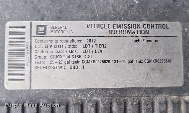 image for item NP9386 2012 GMC Sierra 1500 pickup truck