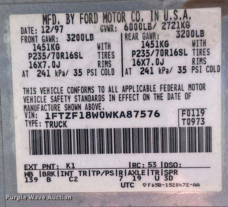 image for item OE9086 1998 Ford F150 pickup truck