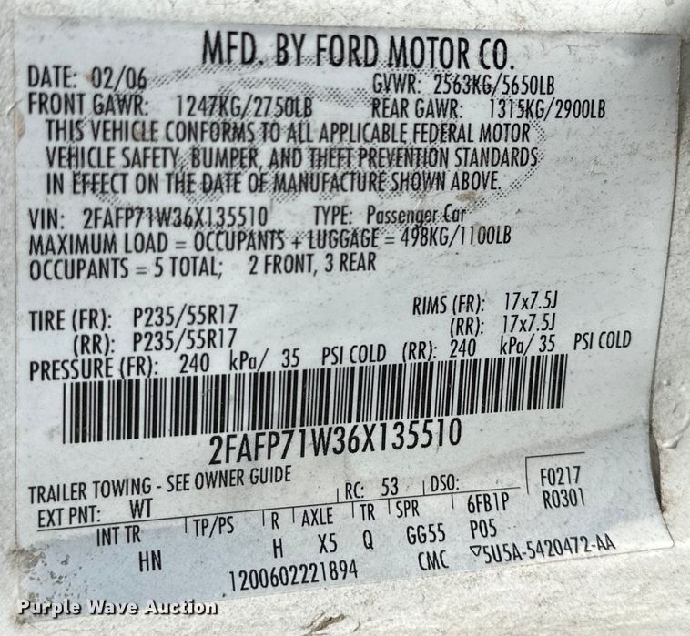 image for item OE9092 2006 Ford Crown Victoria Police Interceptor  