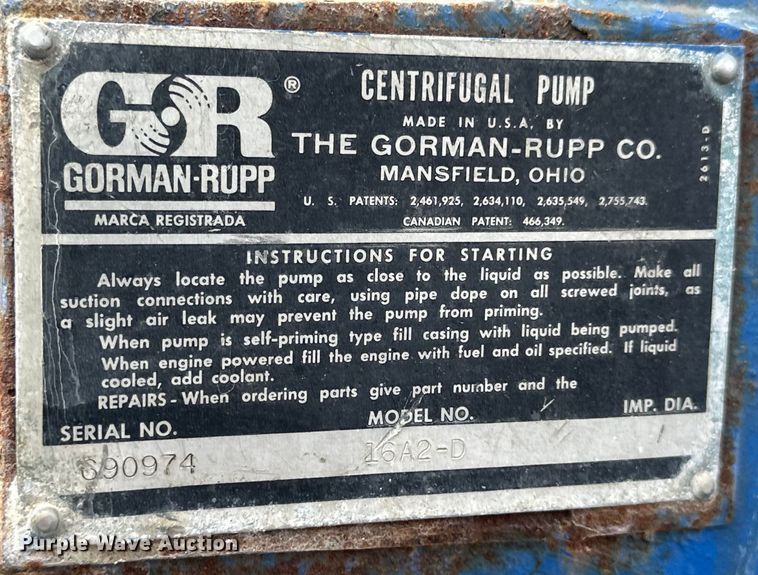 image for item OE9093 Gorman-Rupp 16A2-D pump