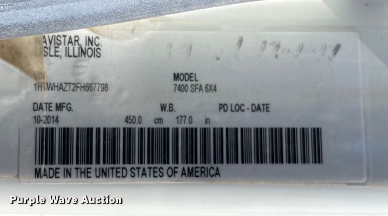 image for item OG9877 2015 International 7400 dump truck