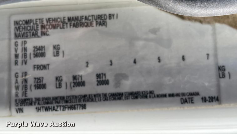 image for item OG9877 2015 International 7400 dump truck