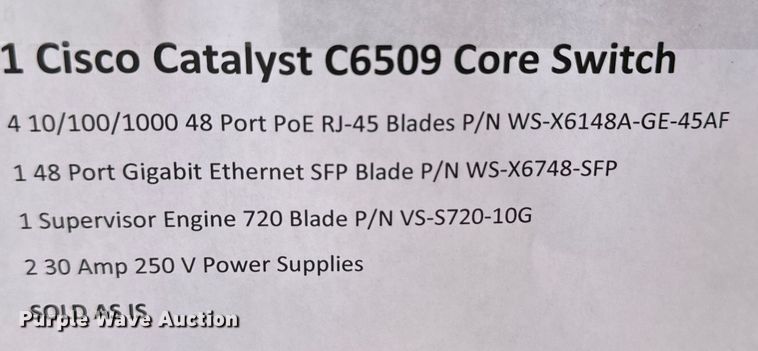 image for item OI9023 Cisco Catalyst C6509 network switch