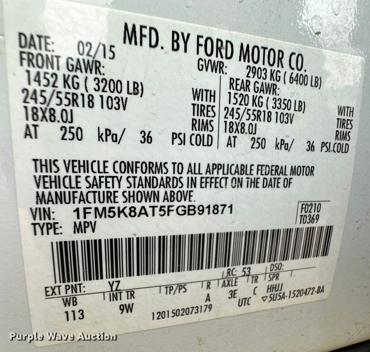 image for item OI9491 2015 Ford Explorer Police Interceptor SUV