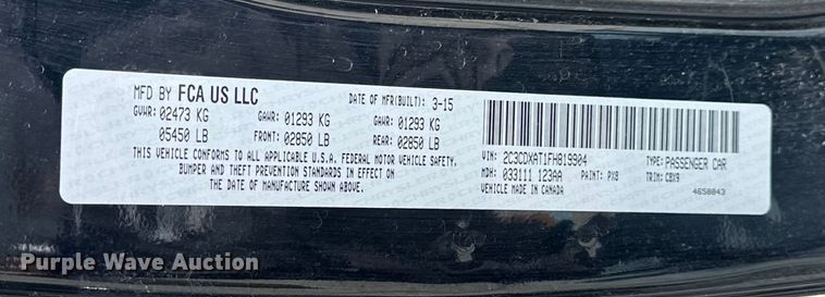 image for item OM9981 2015 Dodge Charger Police 