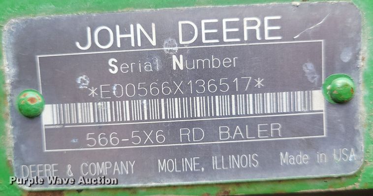 image for item DP1331 1999 John Deere 566 round baler