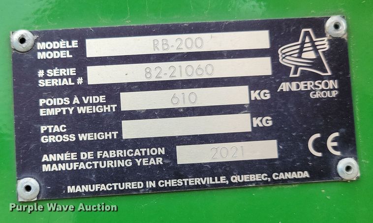image for item DP1333 2021 Anderson RB-200 bale wrapper