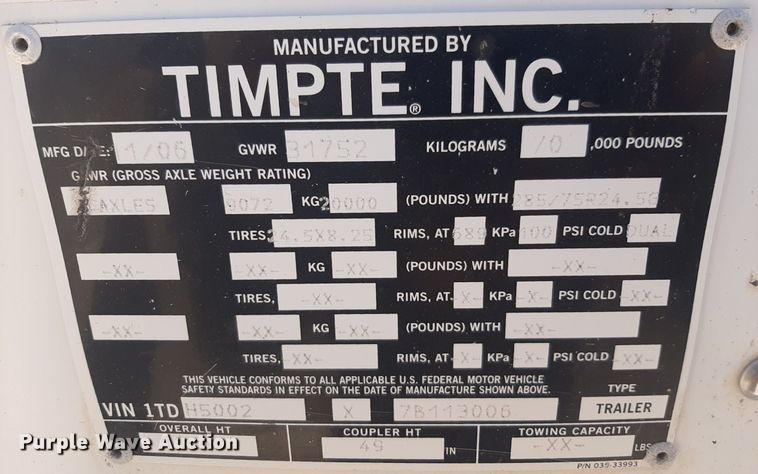 image for item DQ6988 2007 Timpte Super Hopper grain trailer