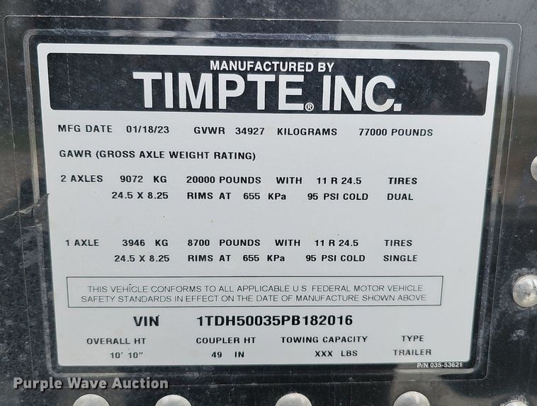 image for item DQ8690 2023 Timpte Super Hopper grain trailer