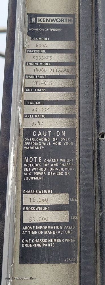 image for item DR7920 1986 Kenworth T600A tank truck