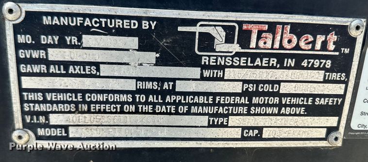 image for item DR7921 1996 Talbert T3SDW-140K-FC-T drop deck equipment trailer