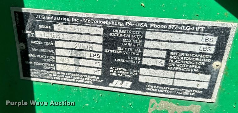 image for item EH5454 2008 JLG E400ajp boom lift