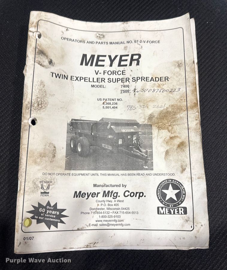 image for item EH5484 Meyer V Force 7500 manure spreader