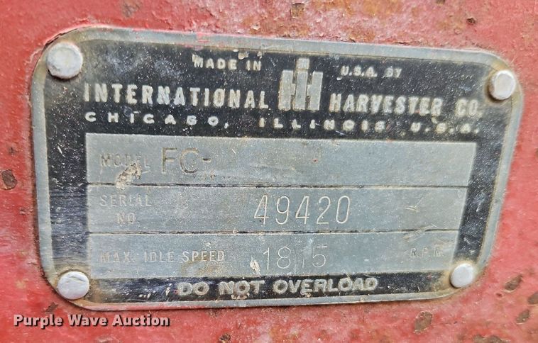 image for item EI3735 1950 International Harvester  Farmall C tractor