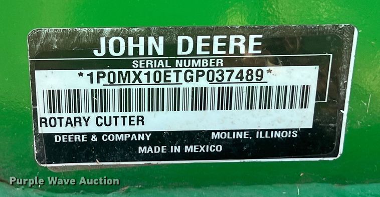image for item LU9833 John Deere MX10 rotary mower