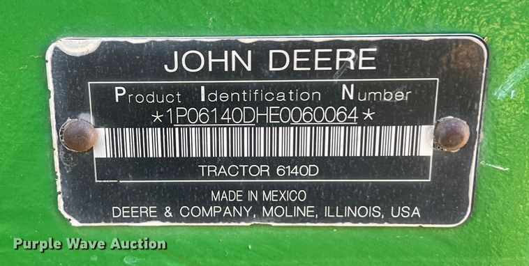 image for item LU9837 2014 John Deere 6140D MFWD tractor