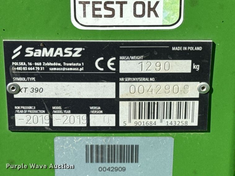 image for item ND9220 2019 Samasz  XT390 disc mower