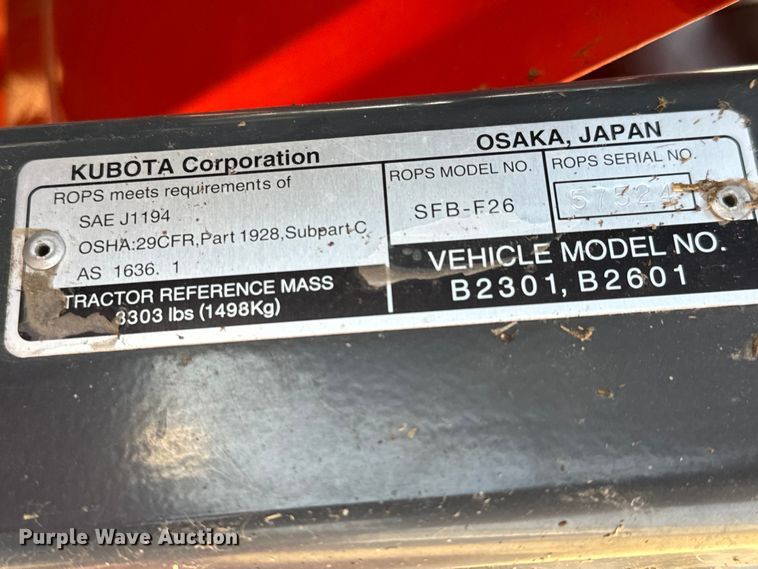 image for item NH9087 2017 Kubota  B2301HSD MFWD tractor