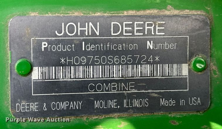 image for item OE9106 2000 John Deere 9750STS combine