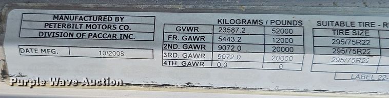 image for item DP0837 2009 Peterbilt 386 semi truck