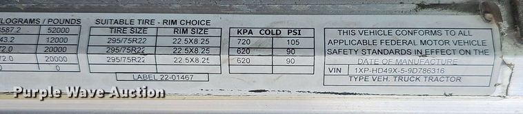 image for item DP0837 2009 Peterbilt 386 semi truck