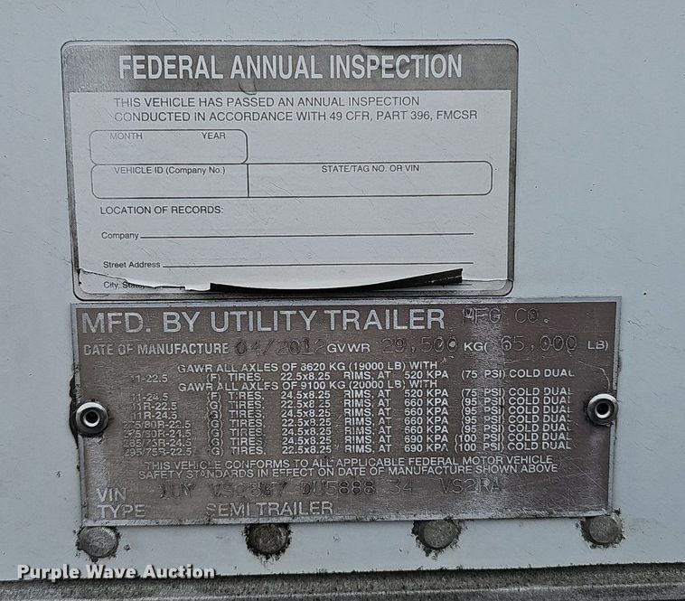 image for item DP0842 2013 Utility Trailer VS2RA refrigerated van trailer