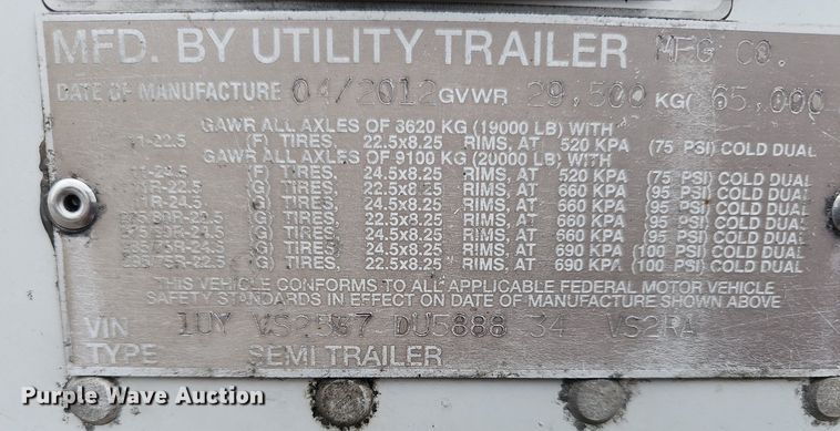 image for item DP0842 2013 Utility Trailer VS2RA refrigerated van trailer