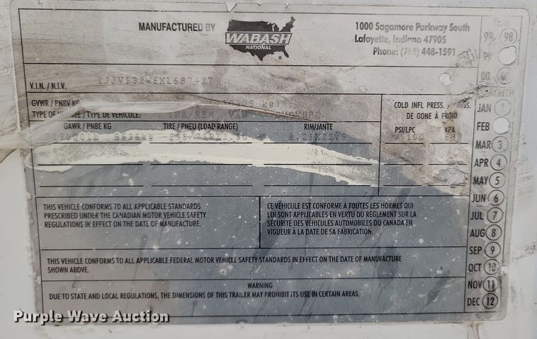 image for item DP1436 1999 Wabash DVCVHPC dry van trailer