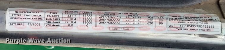 image for item DQ6057 2009 Peterbilt  386 semi truck