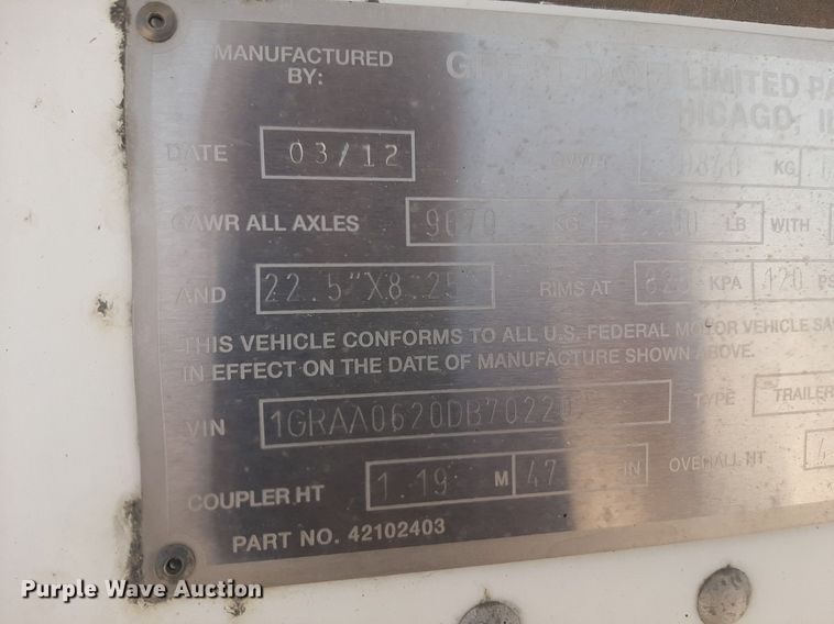 image for item DQ6990 2013 Great Dane SB230 refrigerated van trailer