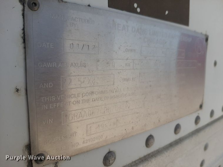 image for item DQ6990 2013 Great Dane SB230 refrigerated van trailer