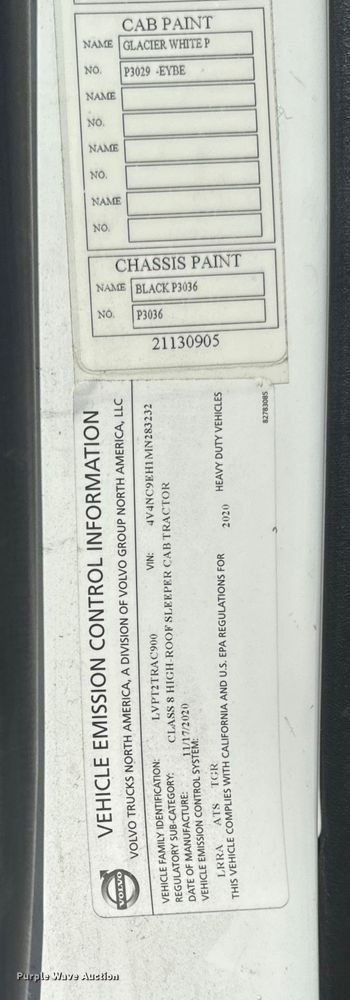 image for item EH3861 2021 Volvo VNL semi truck