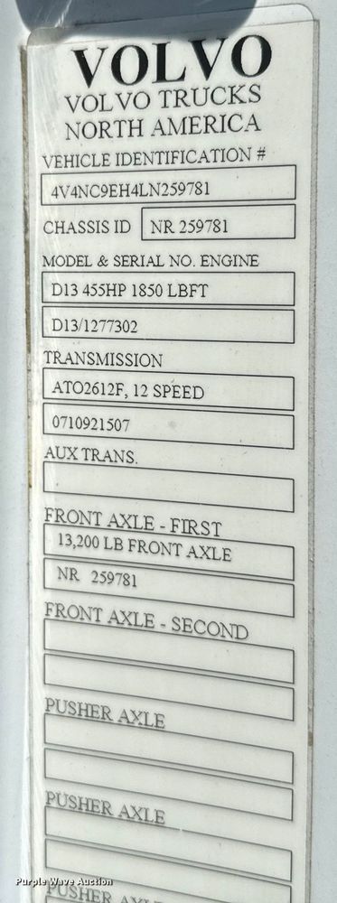 image for item EH5477 2020 Volvo VNL semi truck