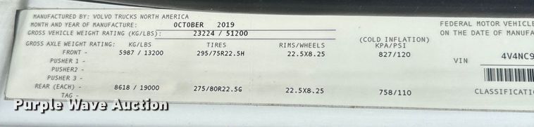 image for item EH5477 2020 Volvo VNL semi truck