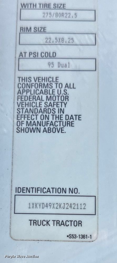 image for item EH5480 2019 Kenworth T680 semi truck