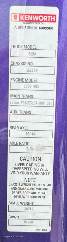 image for item EH5490 2017 Kenworth T680 semi truck