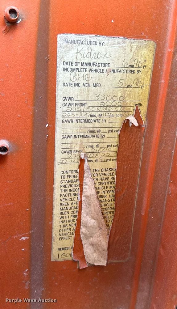 image for item EH6671 1990 GMC TopKick flatbed truck