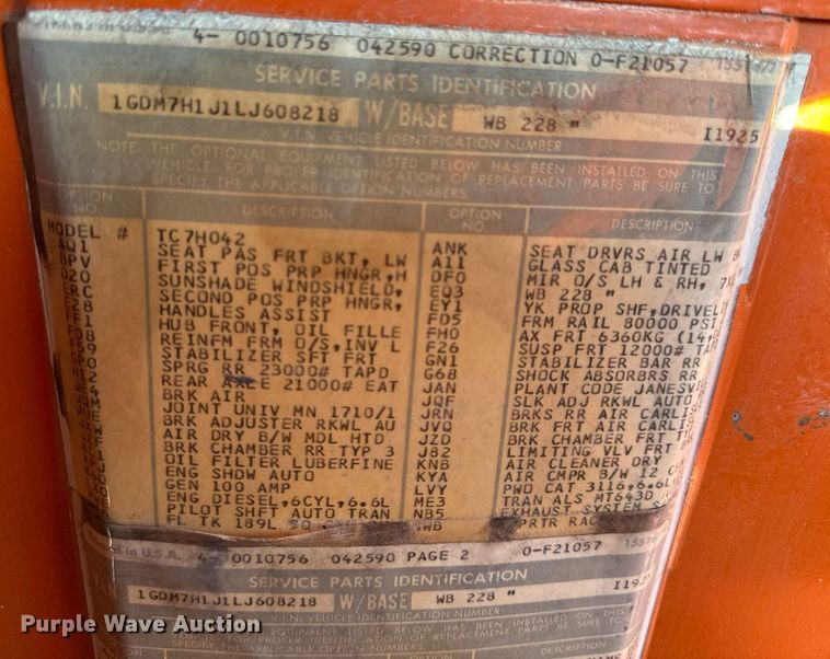 image for item EH6671 1990 GMC TopKick flatbed truck