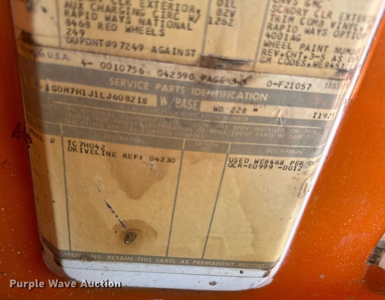 image for item EH6671 1990 GMC TopKick flatbed truck