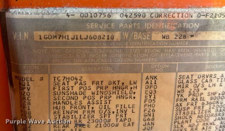 image for item EH6671 1990 GMC TopKick flatbed truck