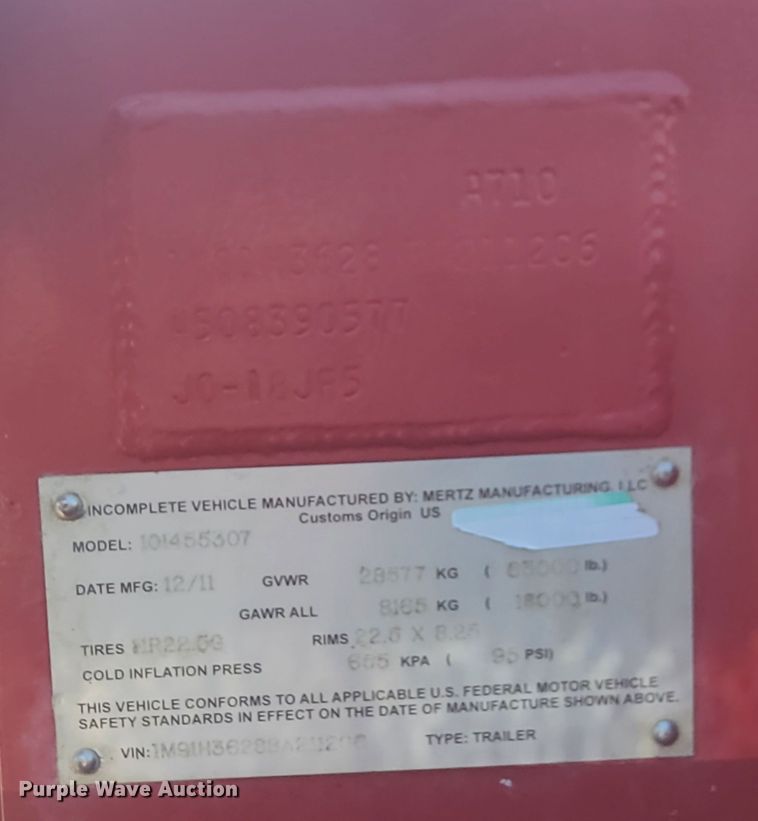 image for item EJ0547 2011 Mertz oilfield trailer