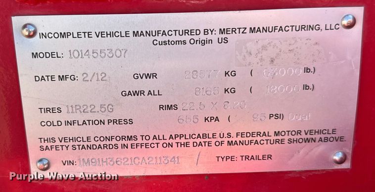 image for item EJ0550 2012 Mertz oilfield trailer
