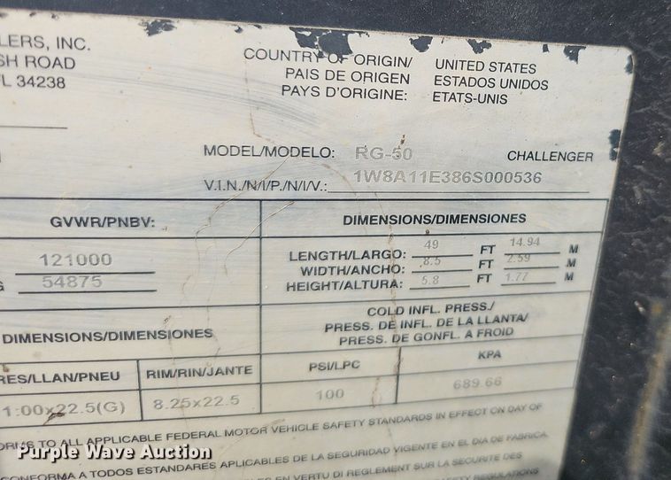 image for item EJ6300 2006 Witzco RG-50 Challenger lowboy equipment trailer