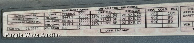 image for item EK4459 2016 Peterbilt 587 semi truck