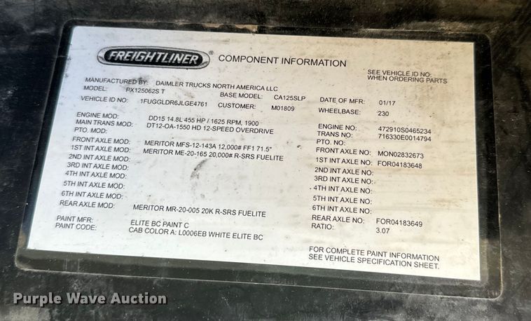 image for item NH9020 2018 Freightliner  Cascadia Evolution CA125SLP semi truck